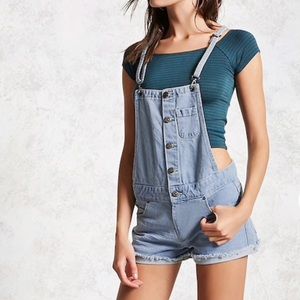 Button up denim overalls